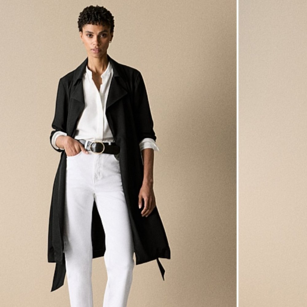 Navy Draped Trench Coat